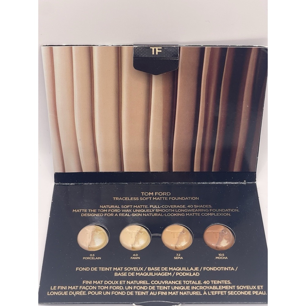 TOM FORD Traceless Soft Matte Foundation Sample Card with 4 Shades NEW NEVER USE